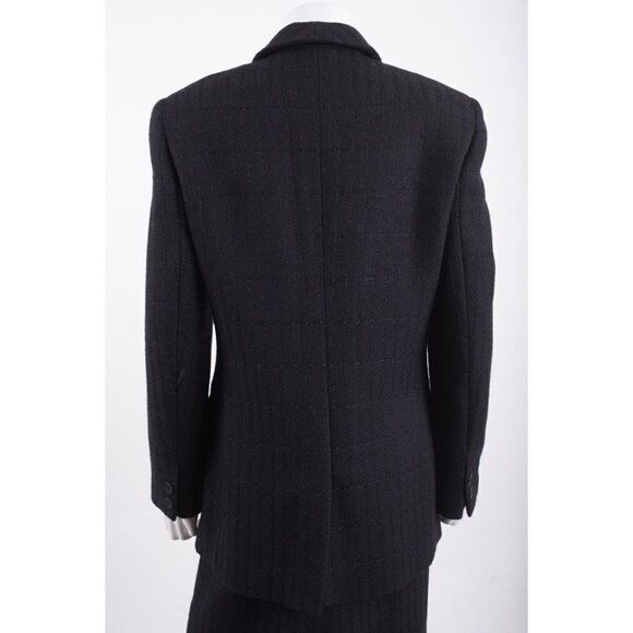 Louis Feraud Women Pencil Skirt Suit Blazer US 8 UK 12 Black Textured Wool Blend - Picture 6 of 16